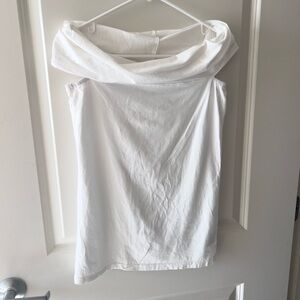 Y’s Yohji Style Draped Shoulder Casual Relaxed Sleeveless Asymmetric Cropped Top